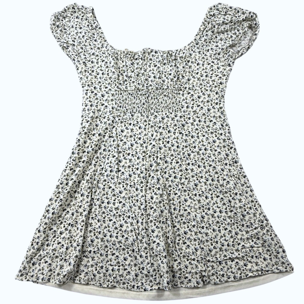 L.A. Hearts Floral Mini Dress Blue White‎ Milkmaid Cottagecore Puff Sleeve Large